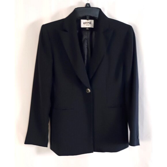 Kasper Petite Blazer 2P Black Notch Lapel Women’s Work Office Jacket $129 - Picture 1 of 7
